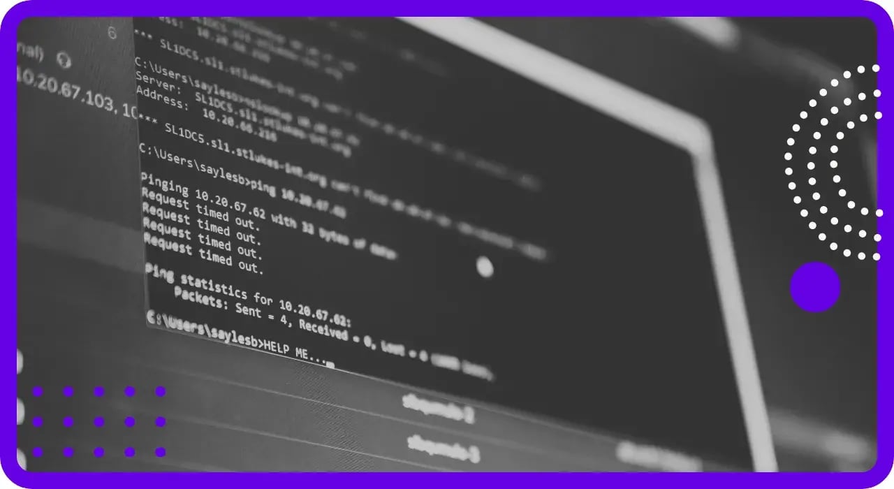A computer terminal displaying network diagnostics representing edgefi's incident response and cybersecurity services